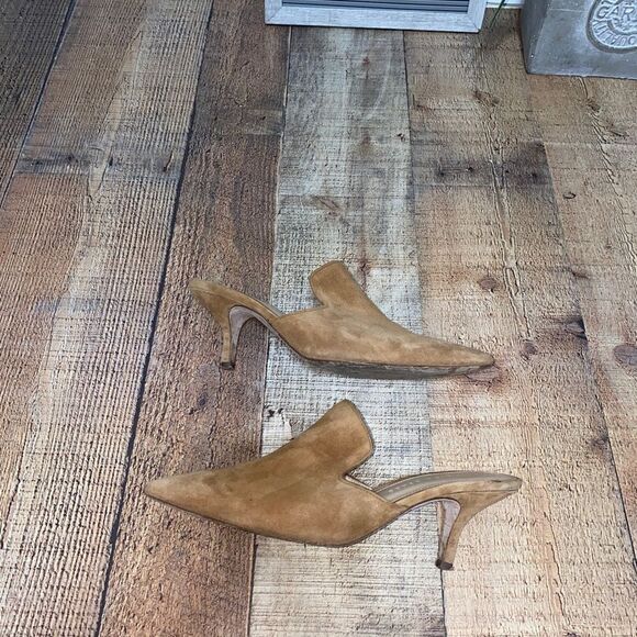 Veronica Beard Women’s Size 7M Suede Mules Heels Camel miriam - Picture 6 of 12